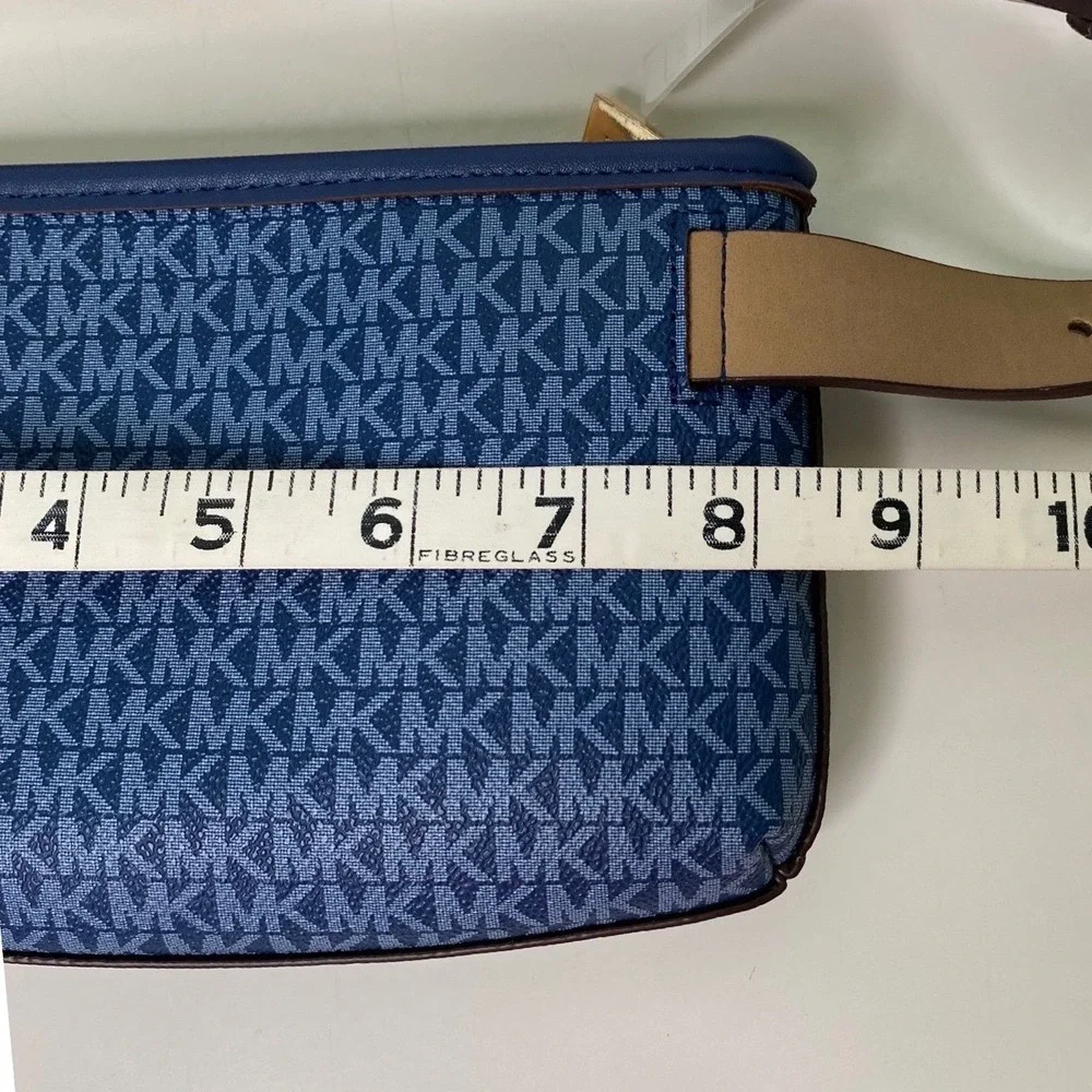 Michael Kors Mott Belt Bag Women Blue S/M Monogram Logo Designer Chic‎